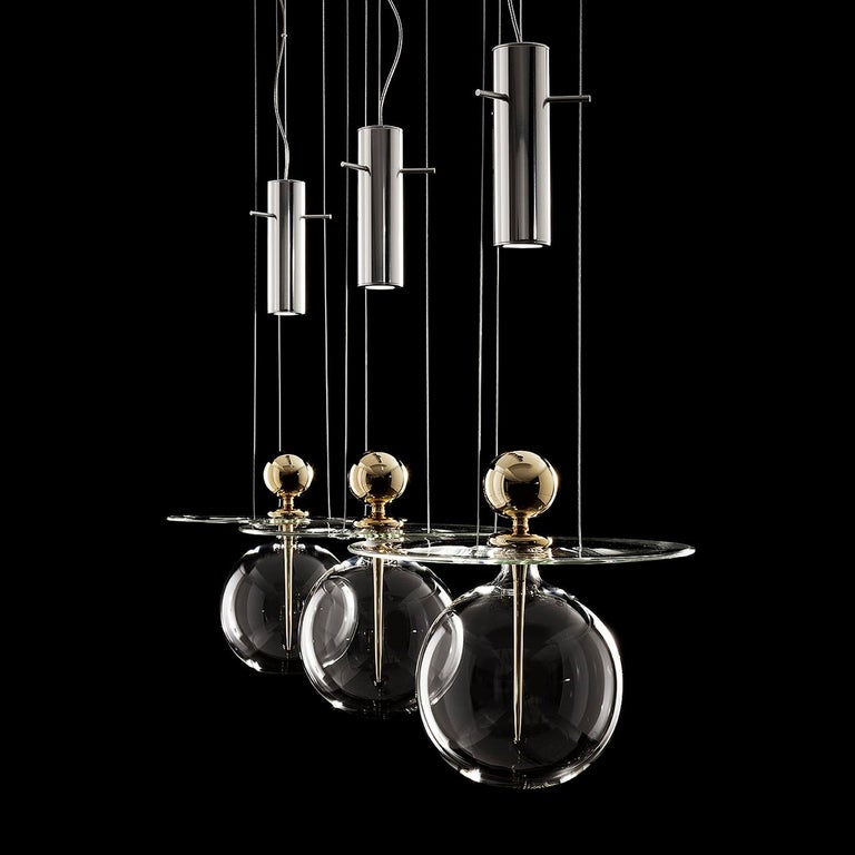 Perfume Sphere, Melogranoblu, Suspension Lamp, Blown Glass, Anodized ...