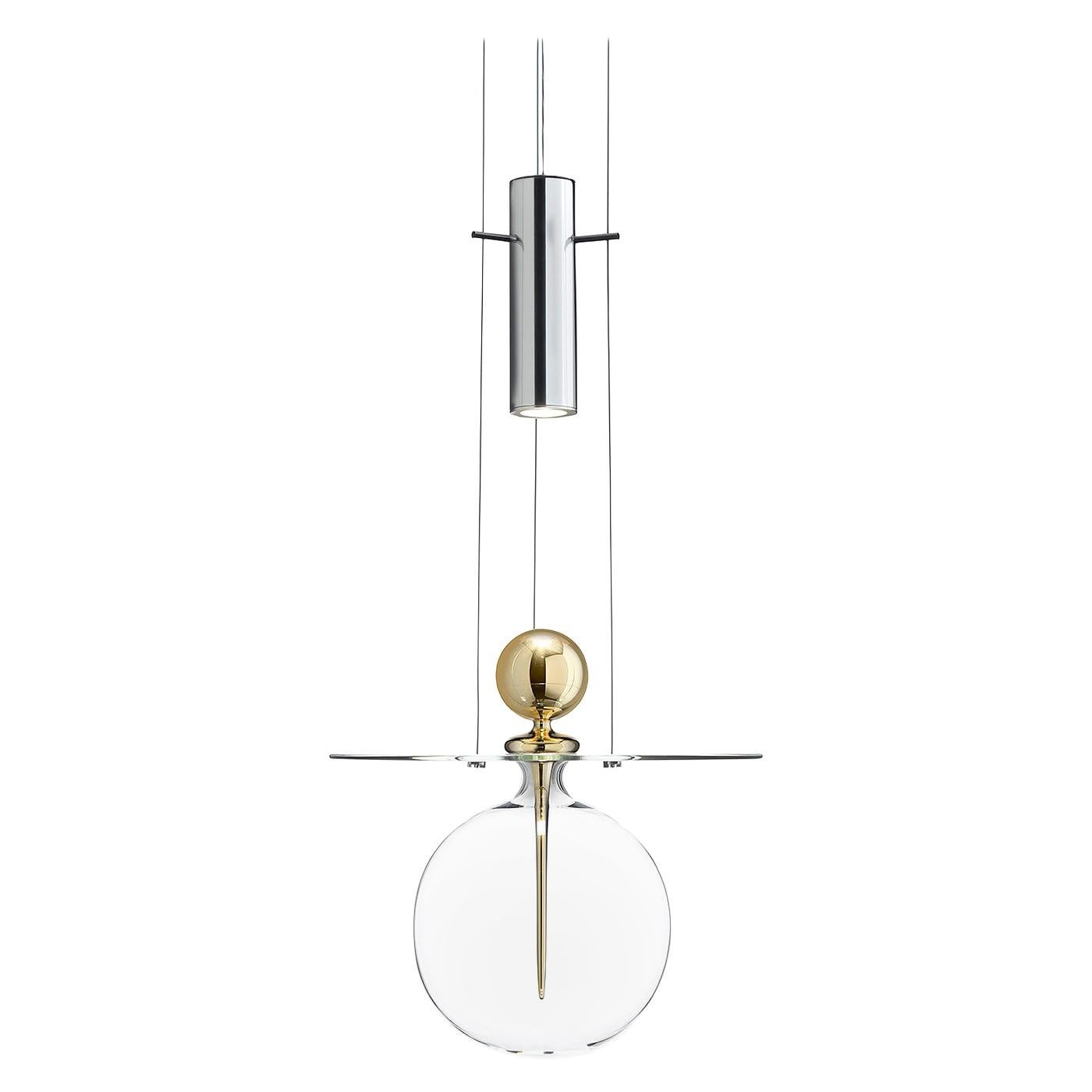 Perfume Sphere, Melogranoblu, Suspension Lamp, Blown Glass, Anodized Aluminum