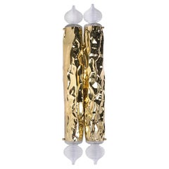 Contemporary Pergamo Wall Sconce, Polished Brass and Acrylic, Metal Art Lighting