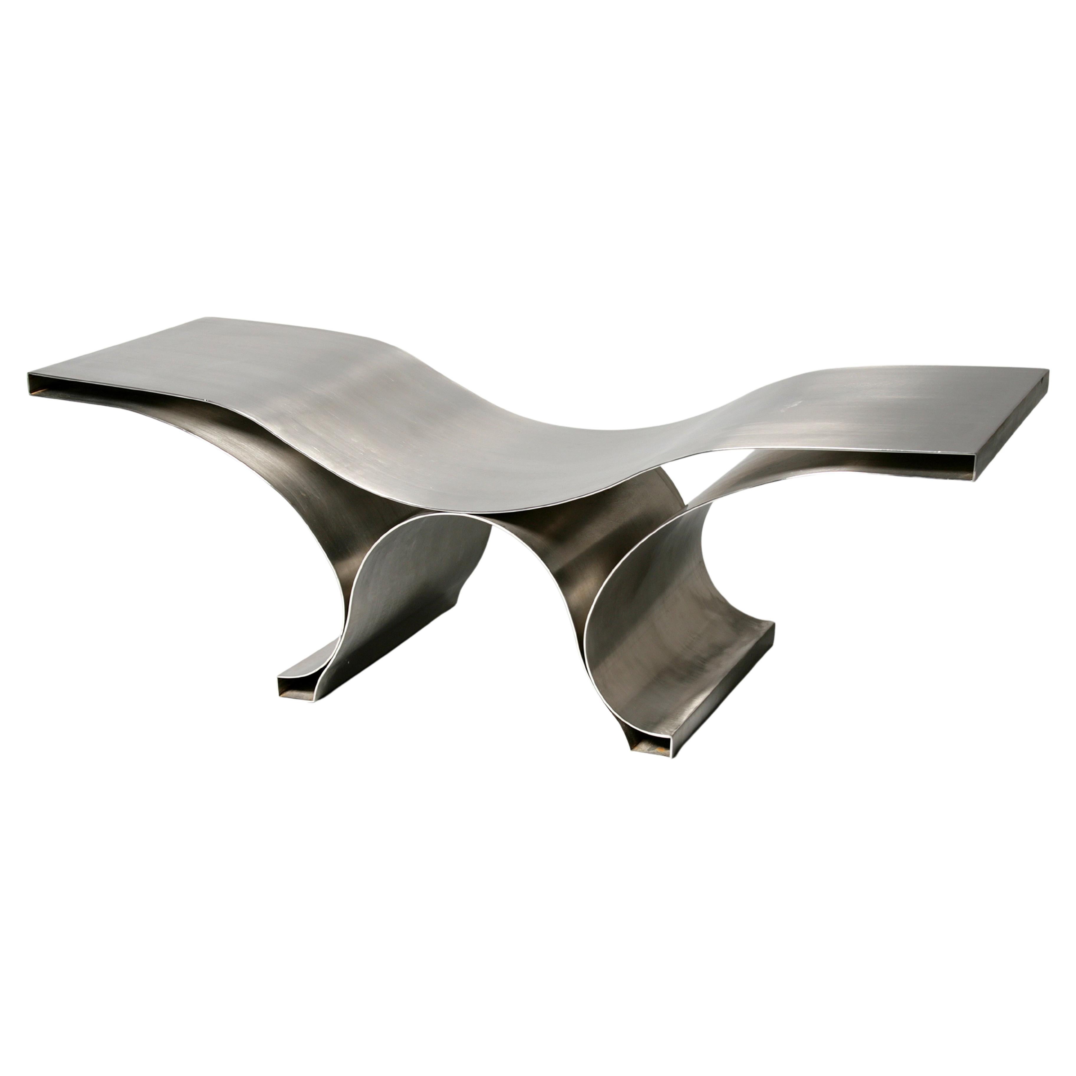 Folded steel Bench in the manner of Maria Pergay For Sale