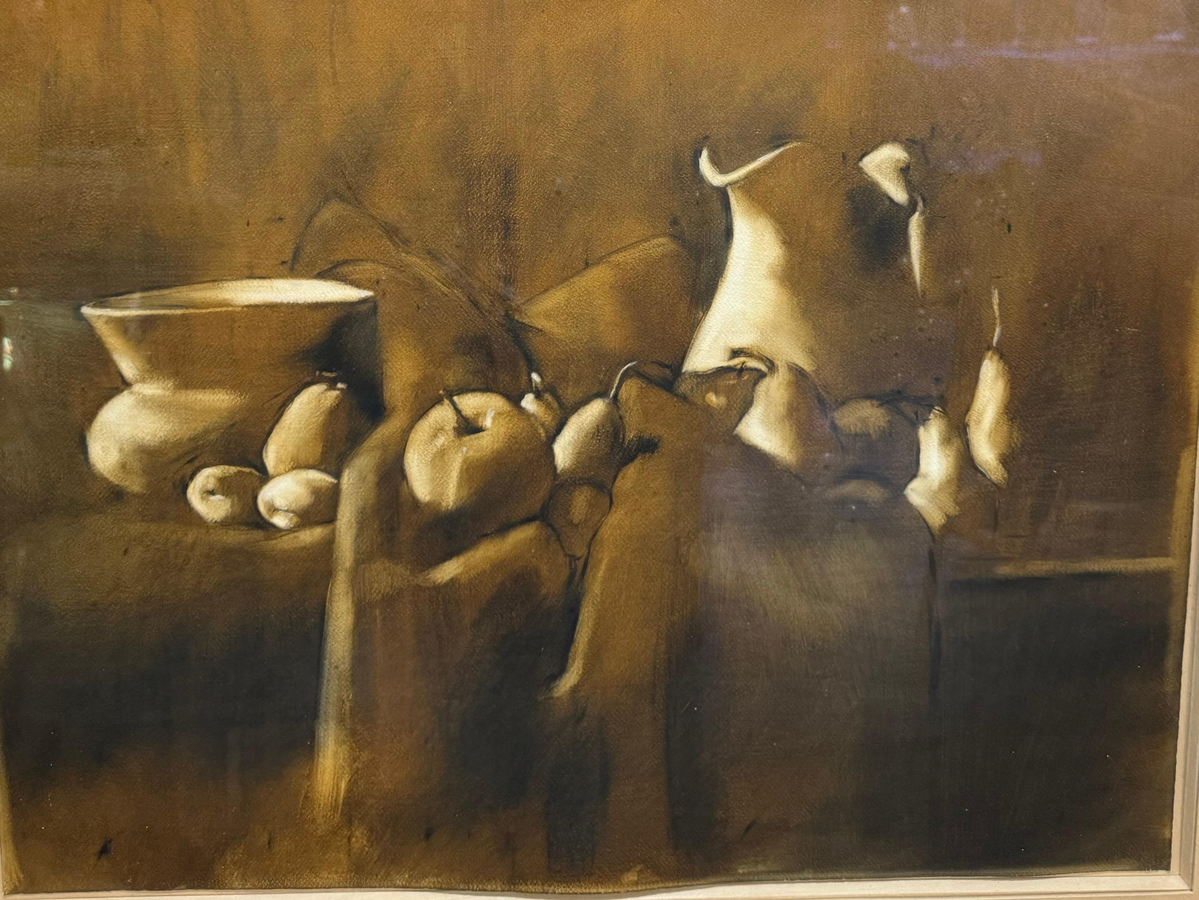 Pittrice astratta americana di sesso femminile Natura morta modernista con frutta GALLERY LABEL - Painting Espressionismo astratto di Peri Schwartz