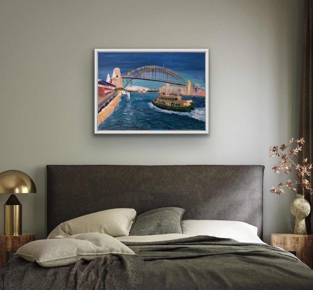 Harbour Bridge from Luna Park, Original painting, Landscape, Boats, Seascape For Sale 1