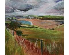 Used Looking Towards Bantham Beach with Acrylic on Canvas, Painting by Peri Taylor