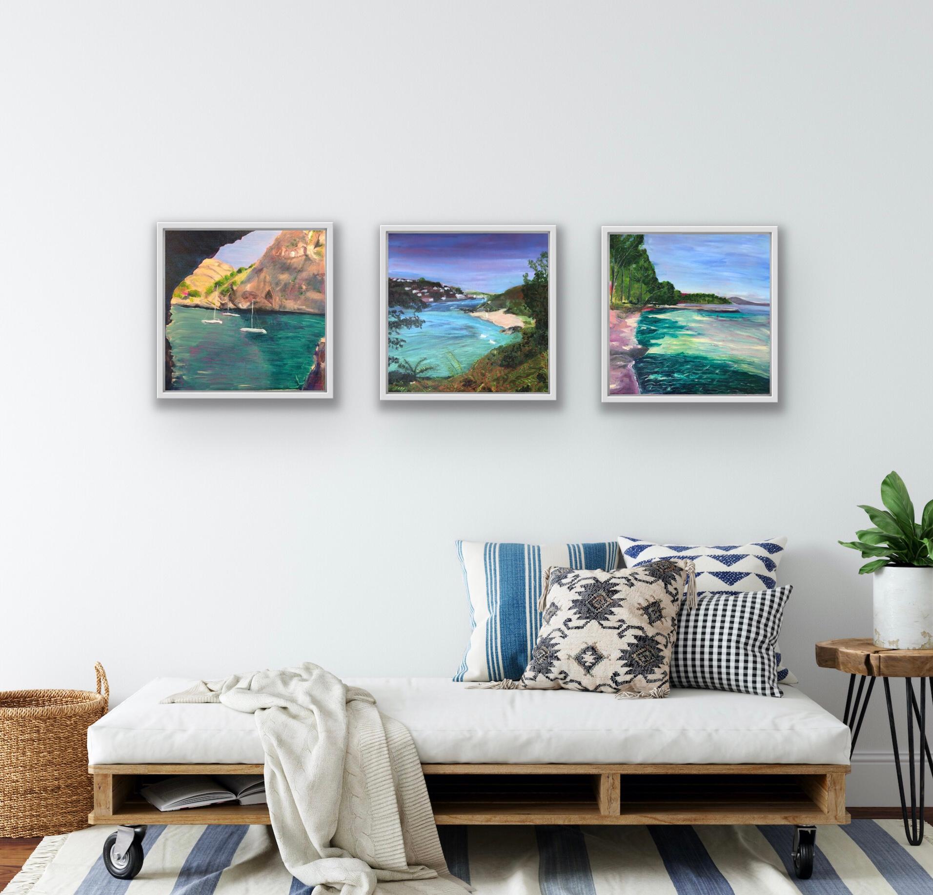 Sa Calobra, Sunny Cove, Salcombe and Badia de Pollenca triptych By Peri Taylor For Sale 2