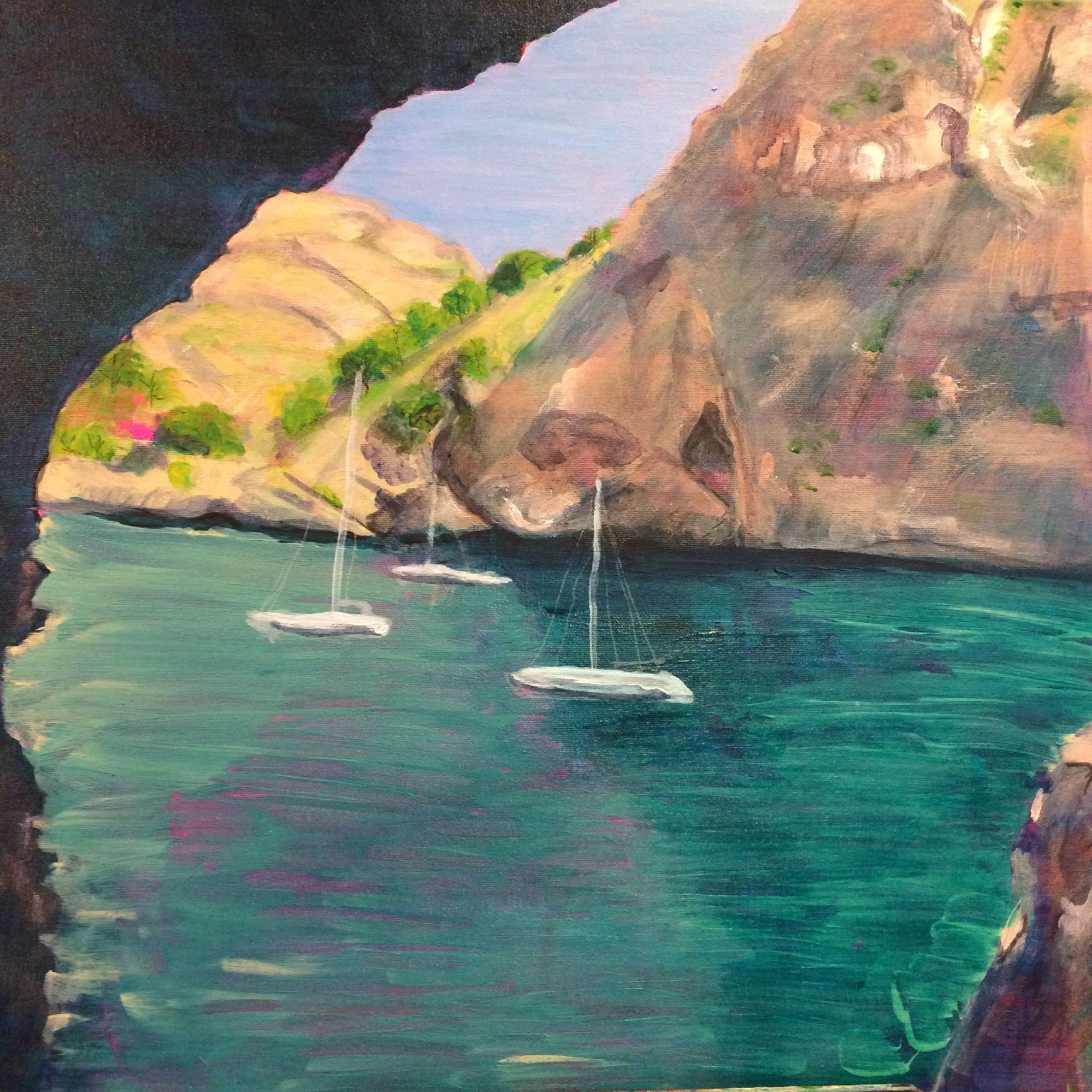 Sa Calobra, Sunny Cove, Salcombe and Badia de Pollenca triptych By Peri Taylor For Sale 4