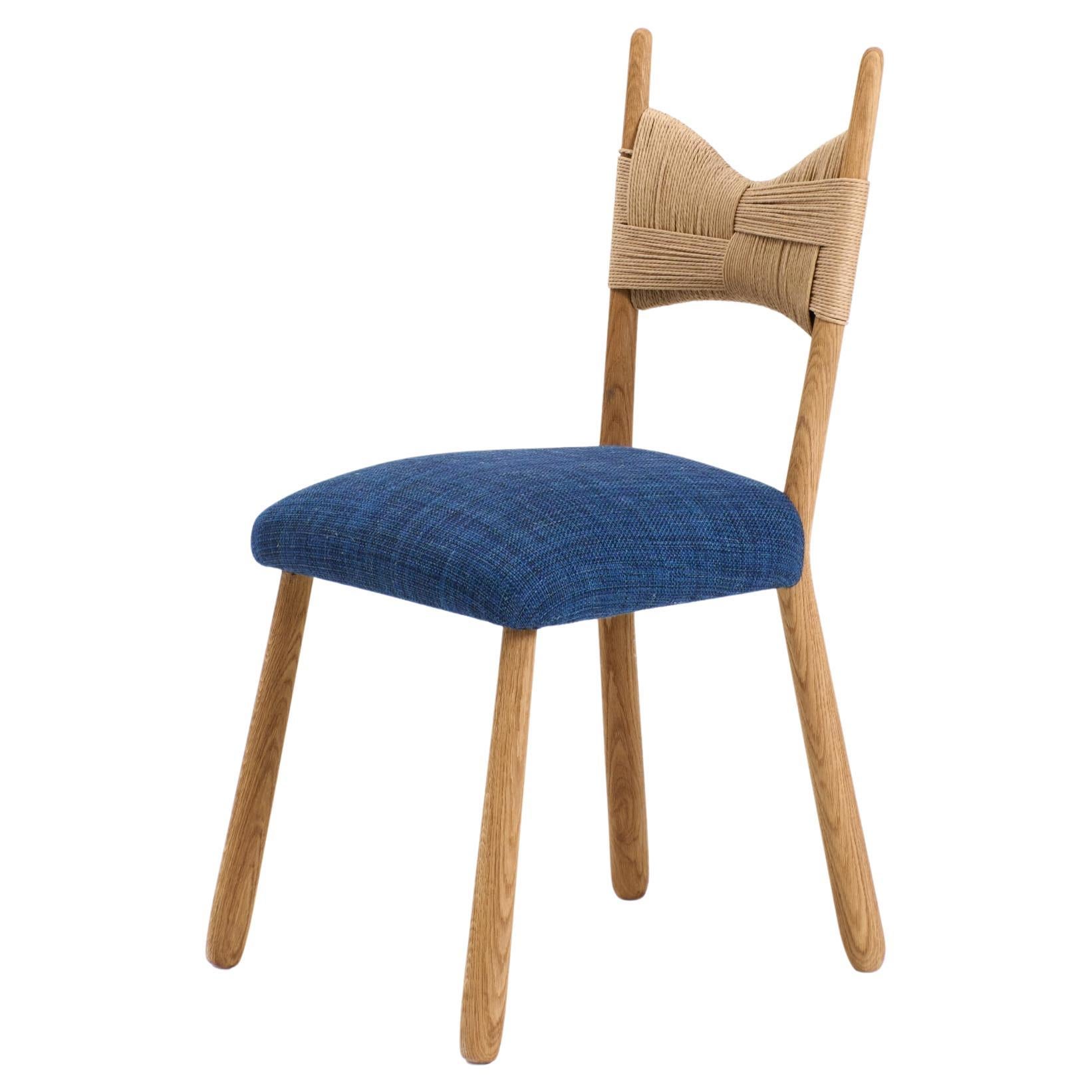 Silla de comedor Perícia - cuerda de papel / azul