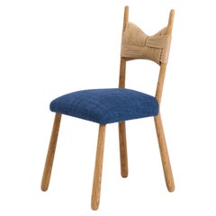 Chaise de salle à manger Perícia - corde en papier / bleu