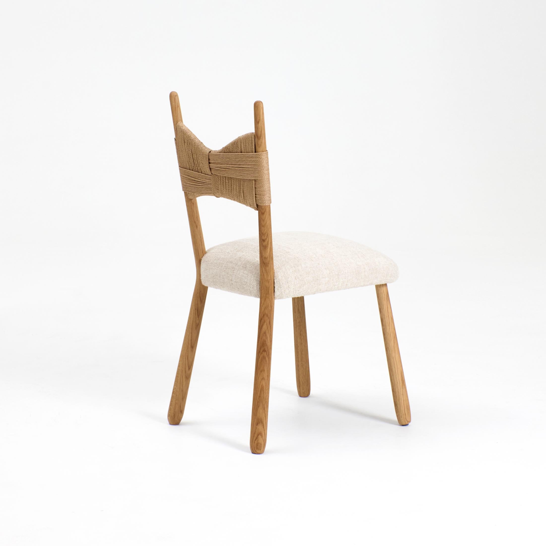 Portugais Chaise de salle à manger Perícia - corde à papier / crème en vente