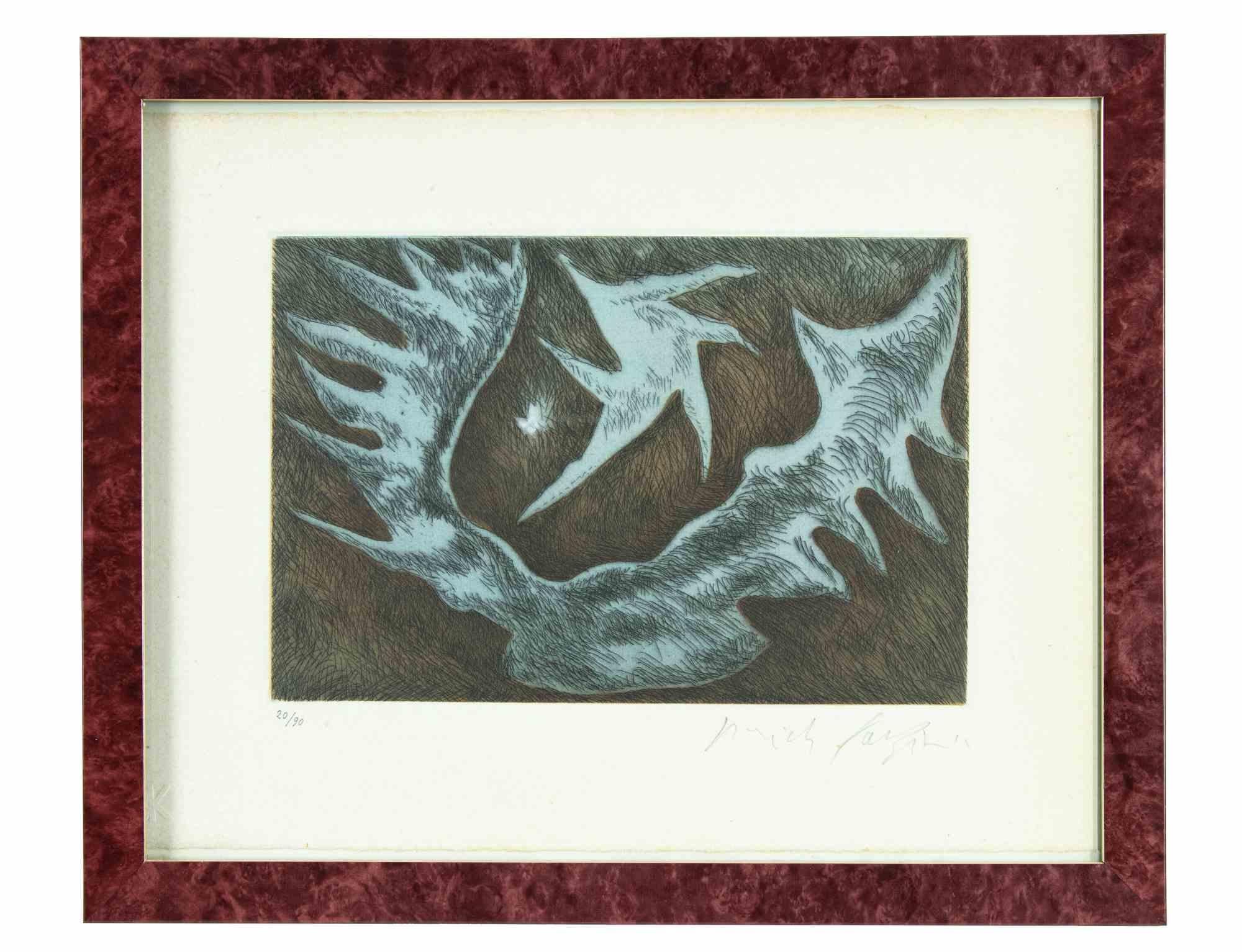 Abstract Composition - Etching By Pericle Fazzini - 1970s