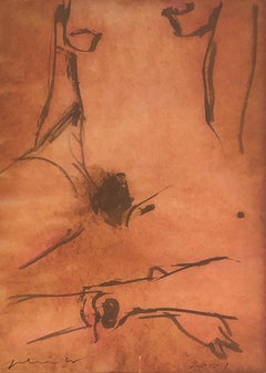 Nude woman mixed media original painting