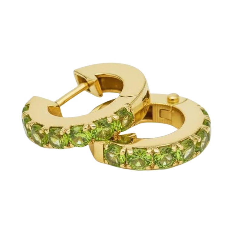 Pendientes Abrazadera Peridoto 12 MM, Pendientes Aros Micro Pave