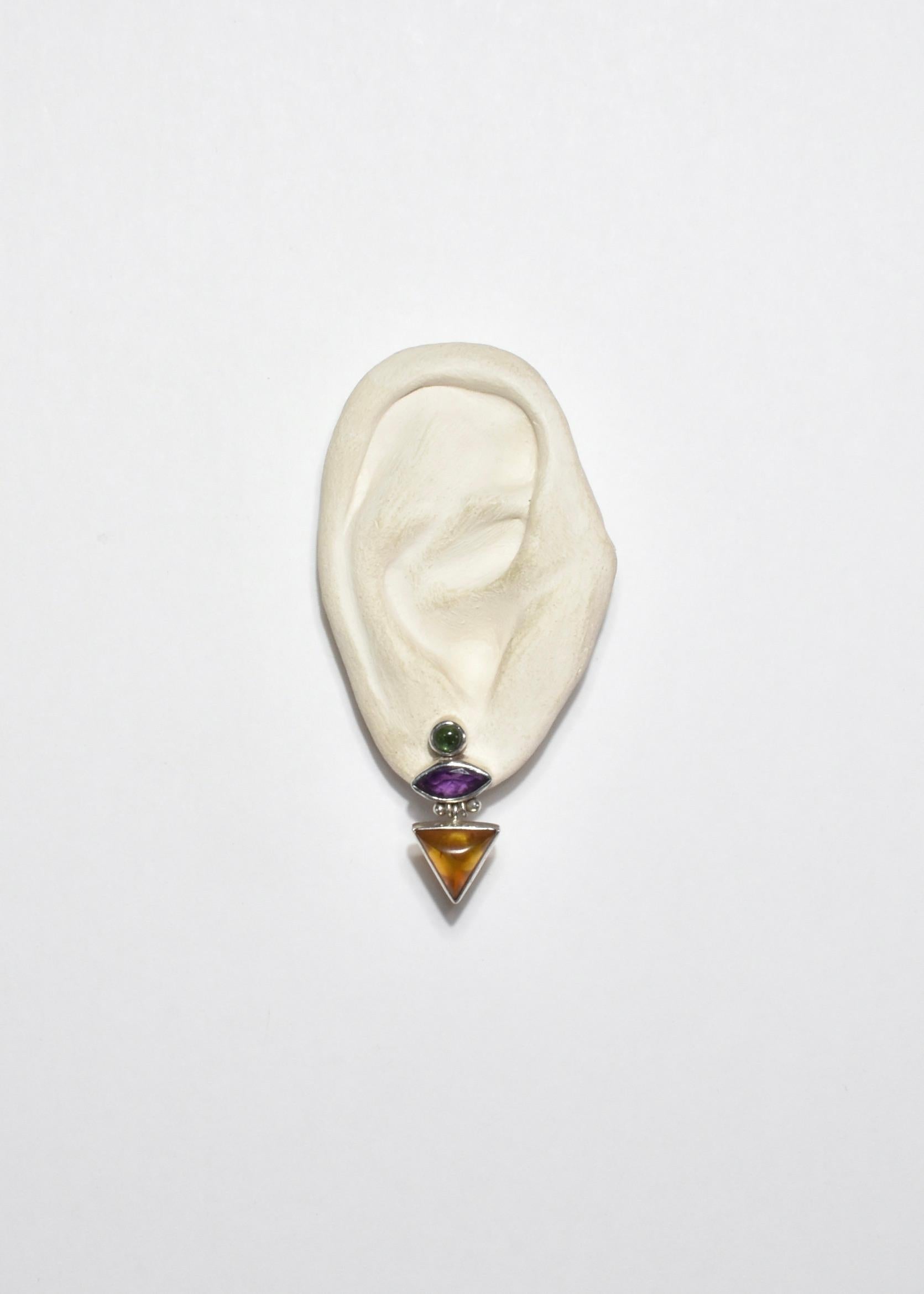Peridot Amber Amethyst Earrings In Good Condition In Richmond, VA