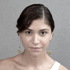 Peridot, Amethyst and Kyanite Chandelier  Gold Earrings