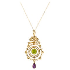 Peridot, Amethyst and Pearl Suffragette Pendant