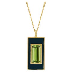 Peridot and Blue Enamel Drop Necklace