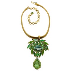 Peridot and Chrysolite Austrian Crystal Machine Age Pendant