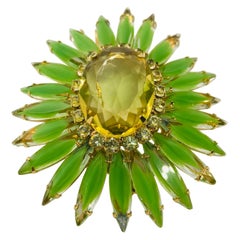 Peridot and Citrine Austrian Crystal "Ruffle" Brooch