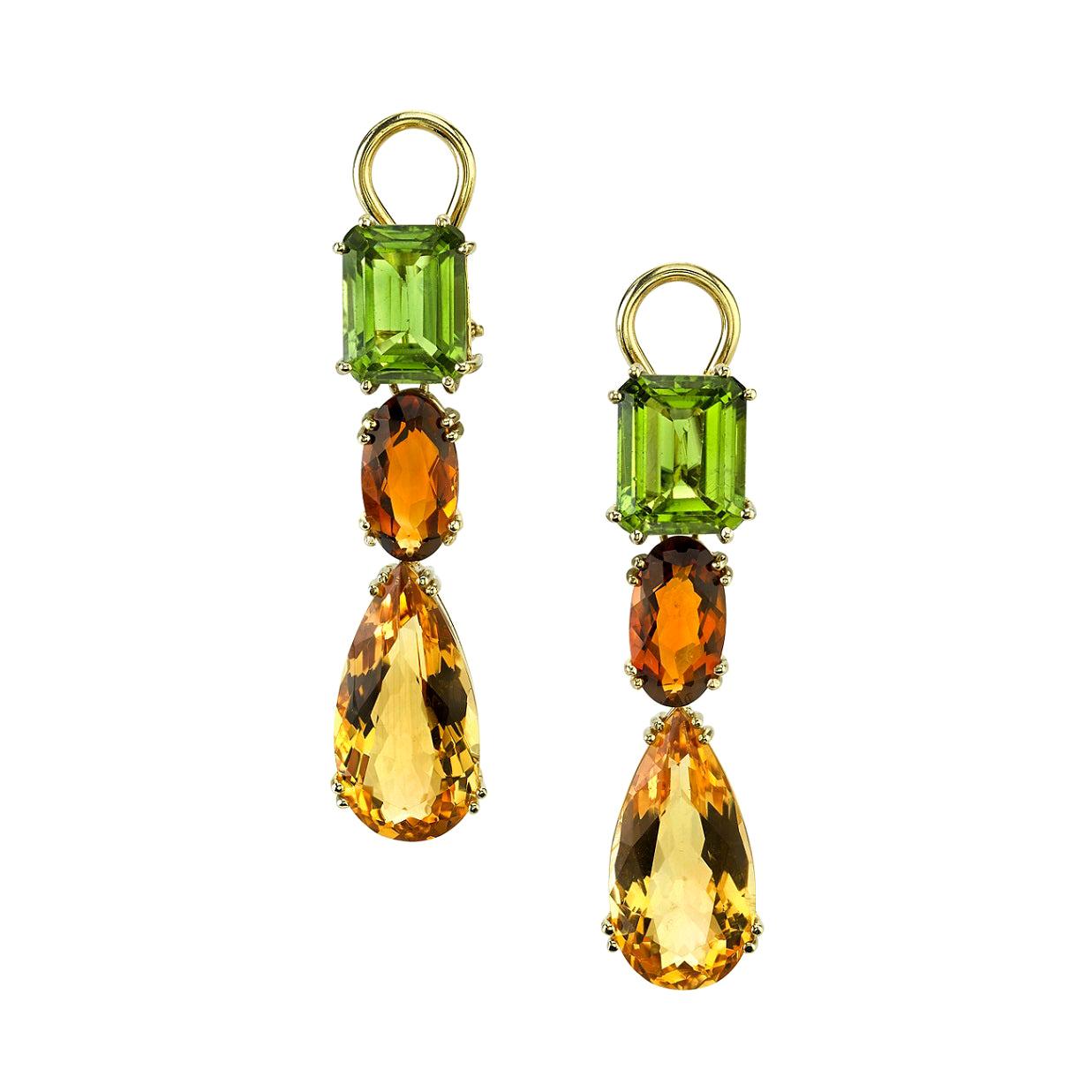 Peridot and Citrine Dangle Earrings 18 Karat Yellow Gold