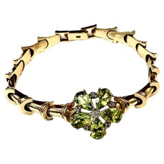Peridot and Diamond 14K Yellow Gold Bracelet