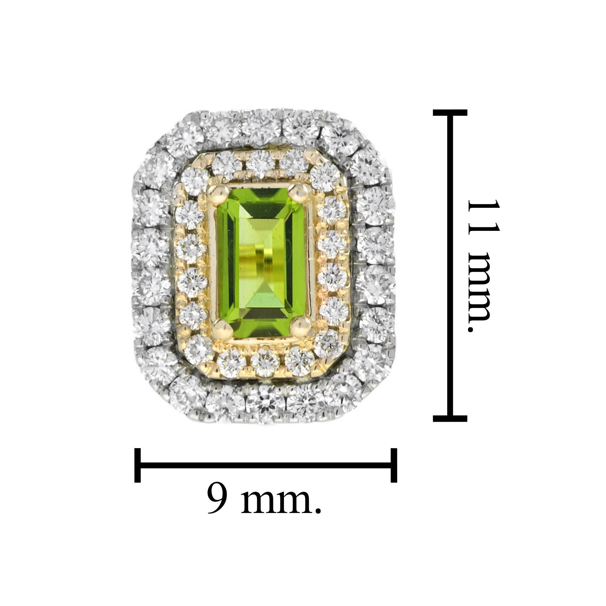 Orecchini con peridoto e diamanti in stile Art Déco in oro bianco 14 carati In condizioni Nuovo in vendita a Bangkok, TH