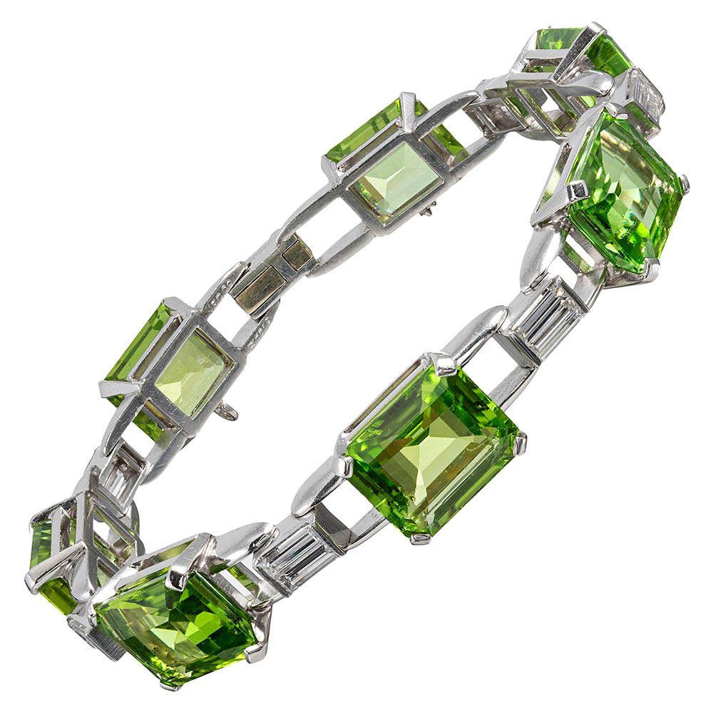 Peridot and Diamond Bracelet, Signed “J.E. Caldwell”