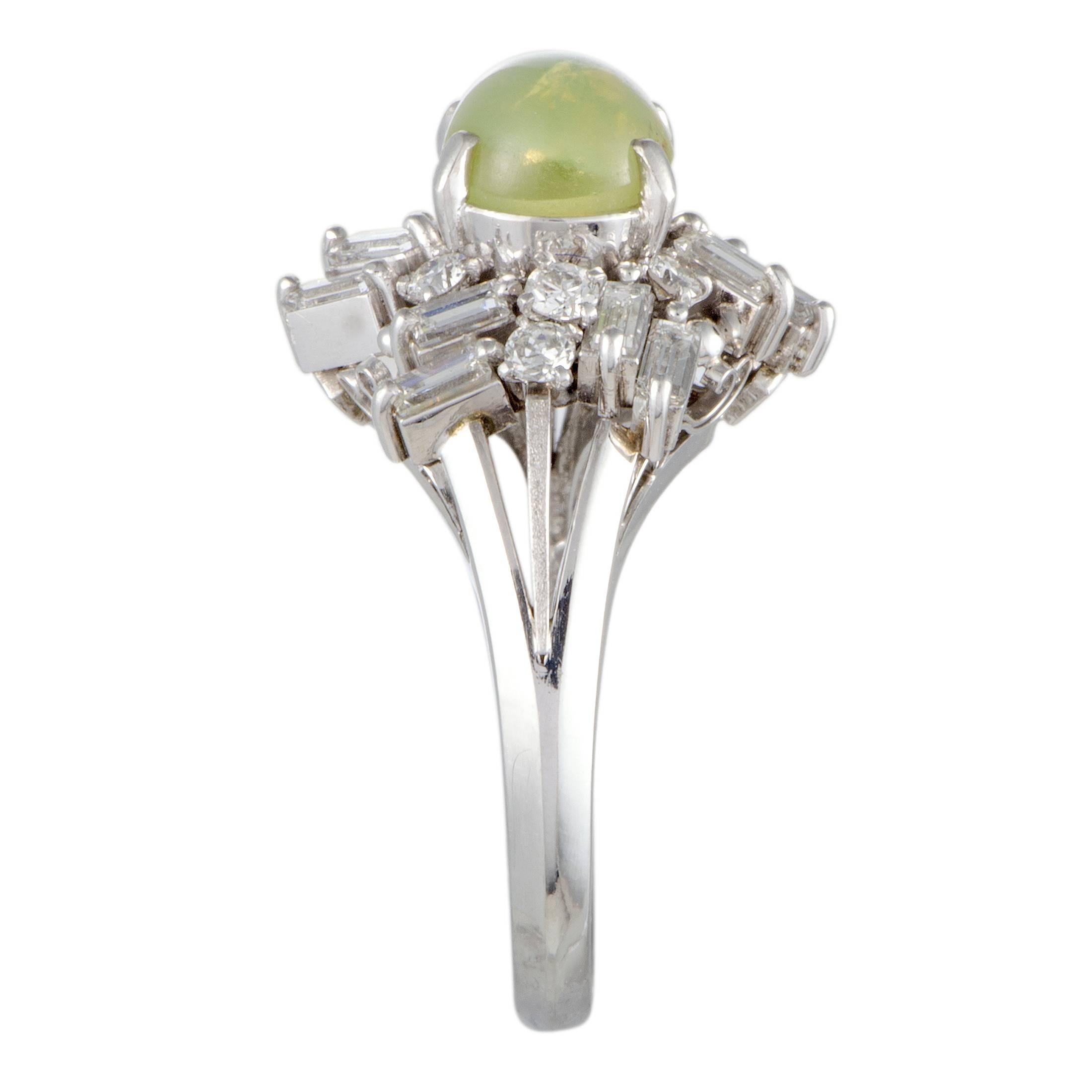 Oval Cut Peridot and Diamond Cocktail Ring