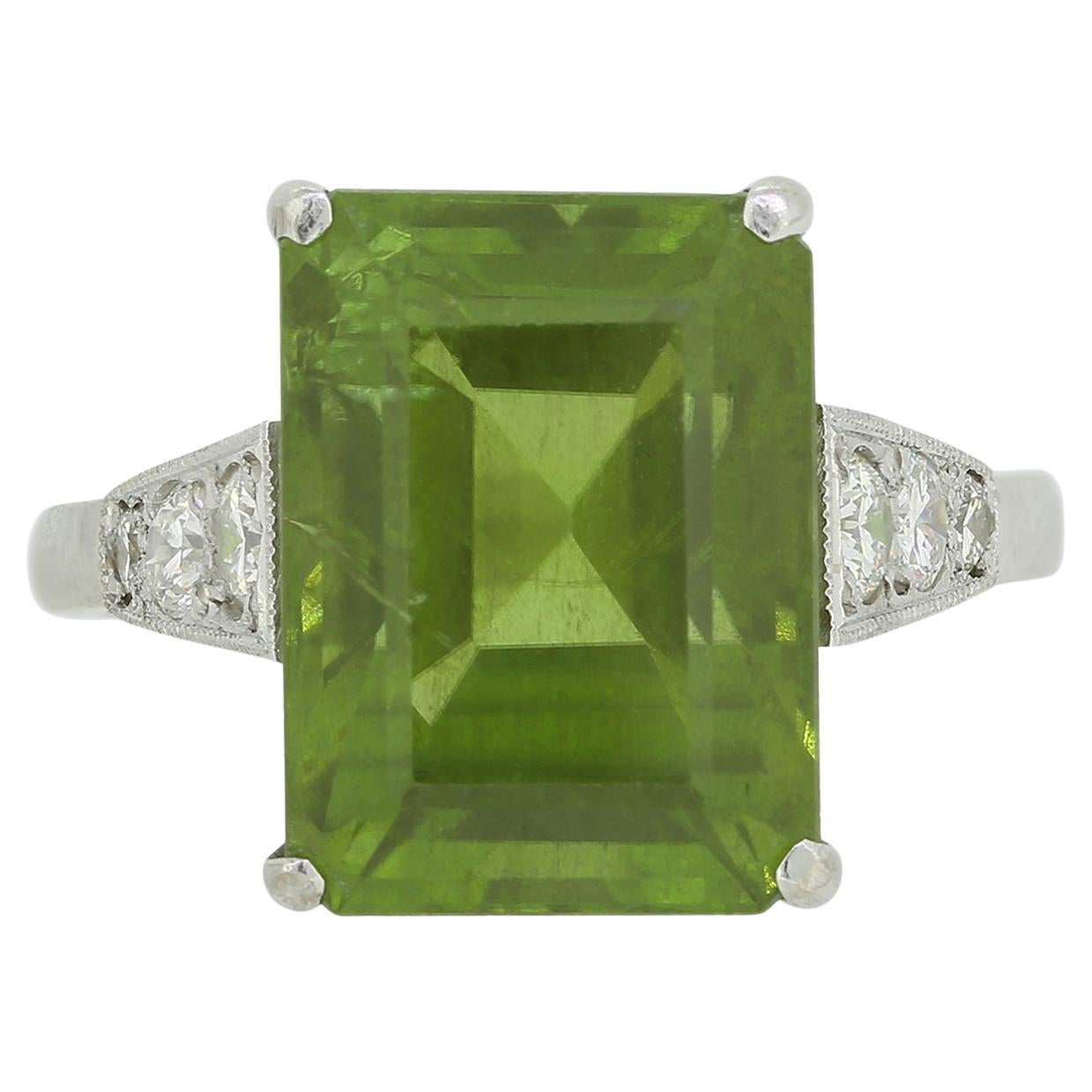 Peridot and Diamond Cocktail Ring For Sale