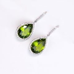 Peridot and Diamond Dangle Earrings