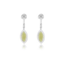 Peridot and Diamond Dangle Earrings in 18k White Gold