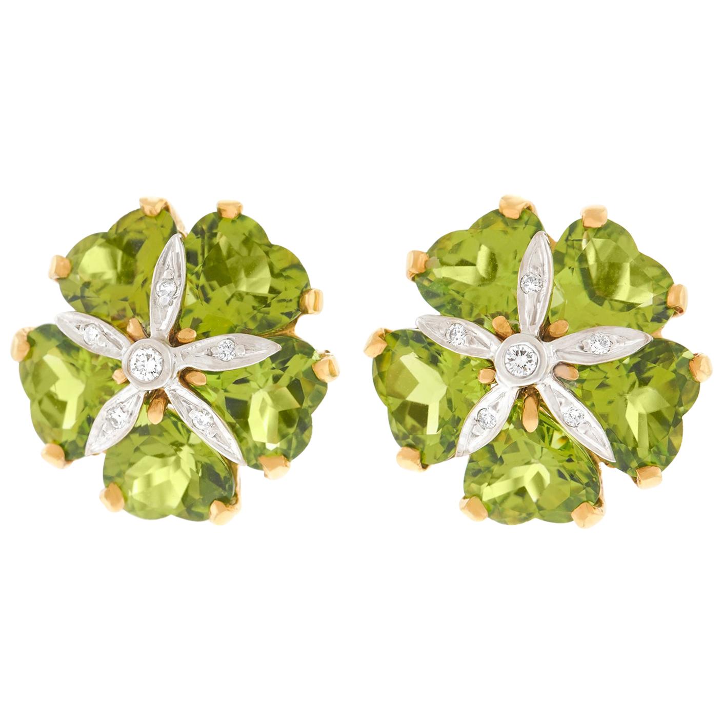 Peridot and Diamond Florette Earrings