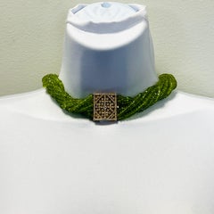 Peridot and Diamond Multi-Strand Necklace in 14K Yellow Gold