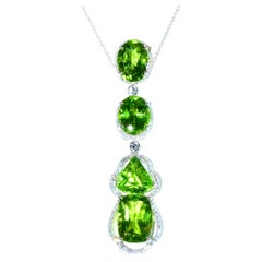 Peridot and Diamond Necklace Pendant in White Gold