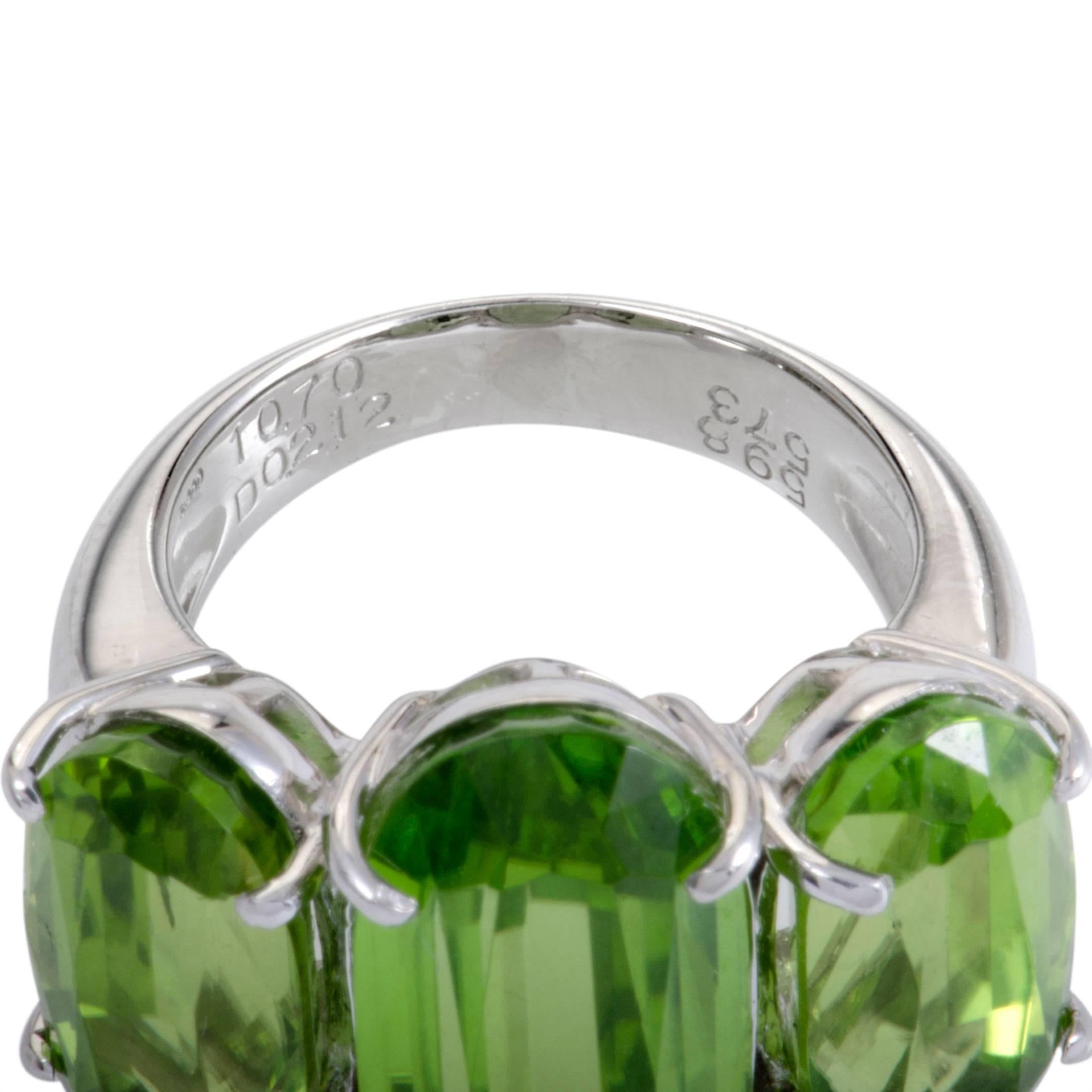 Women's Peridot and Diamond Platinum Cocktail Ring