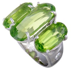 Peridot and Diamond Platinum Cocktail Ring