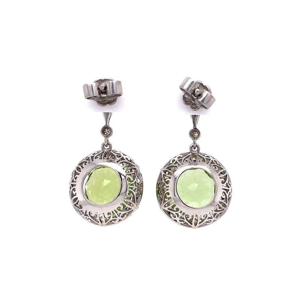 Vintage Statement-Tropfen-Ohrringe mit Peridot und Diamant Platin auf Gold im Zustand „Hervorragend“ im Angebot in Montreal, QC