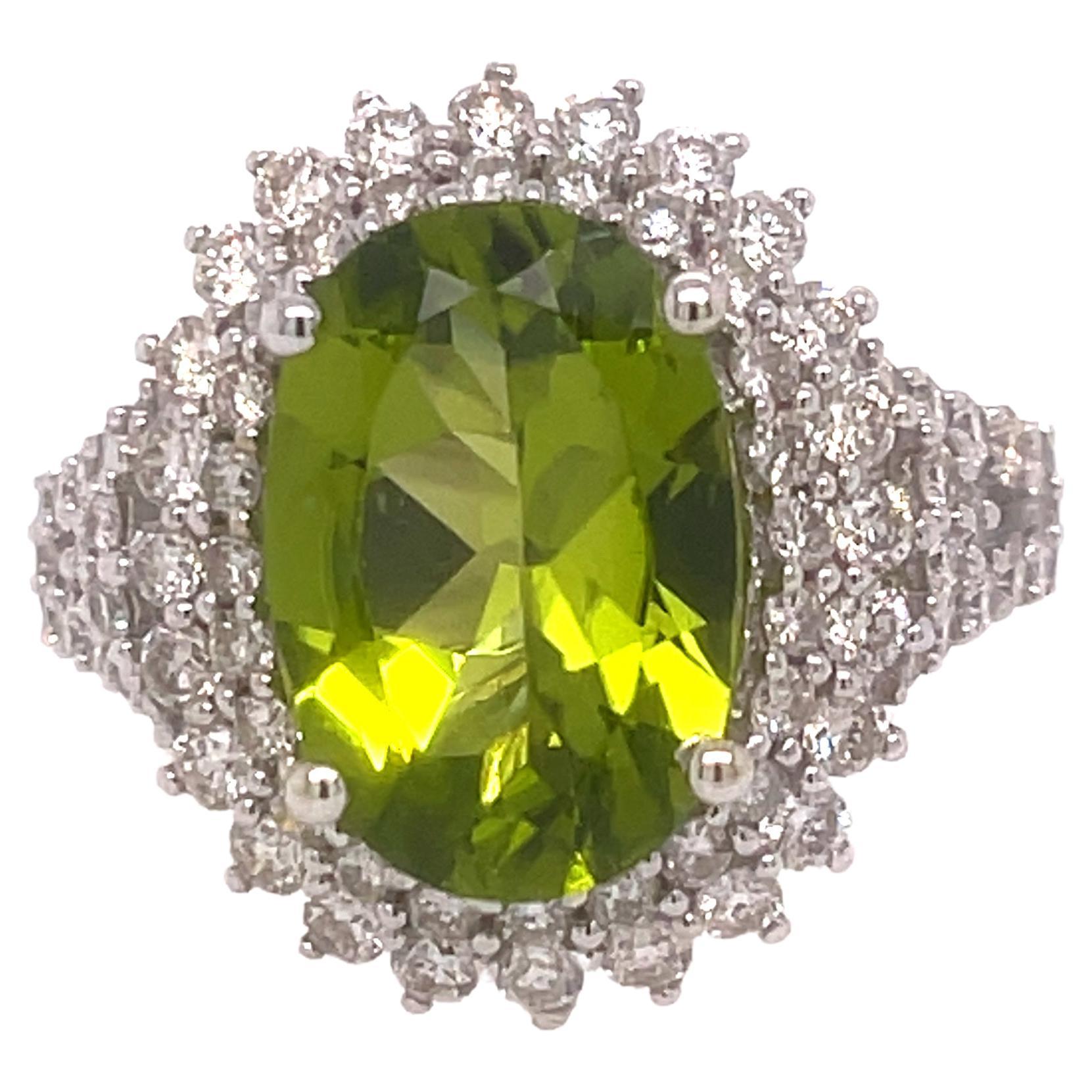 Peridot and Diamond Ring For Sale