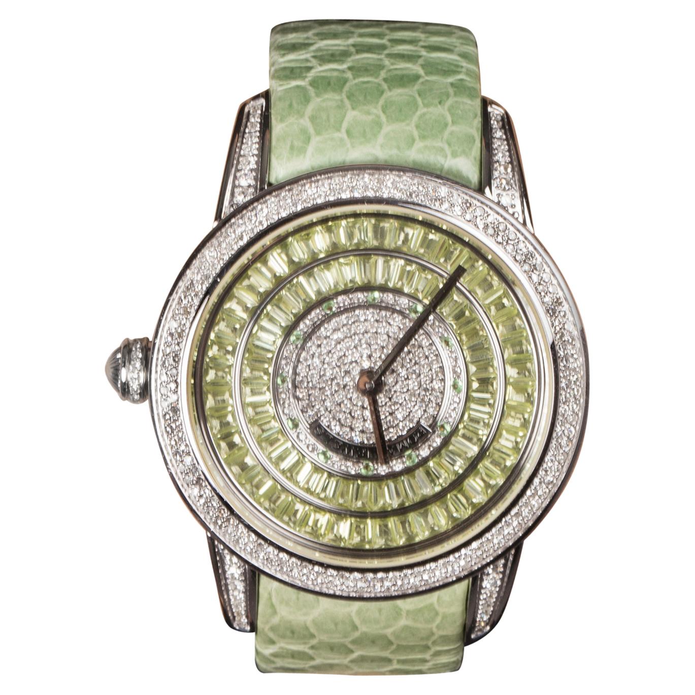Peridot and Diamond Watch For Sale