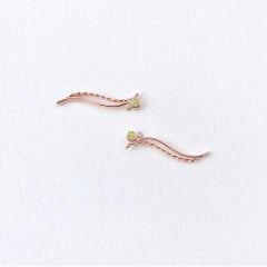 Peridot and Diamond Wave Climber Earrings 1" 18 Karat