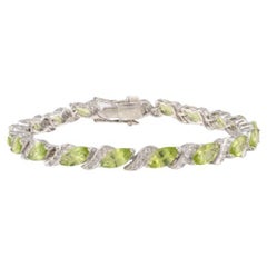 Peridot and Diamond Wedding Bracelet for Women Crafted in Sterling Silver