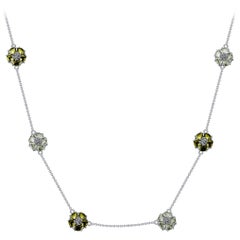 Olive and Light Green Amethyst Blossom Gentile Chain Necklace