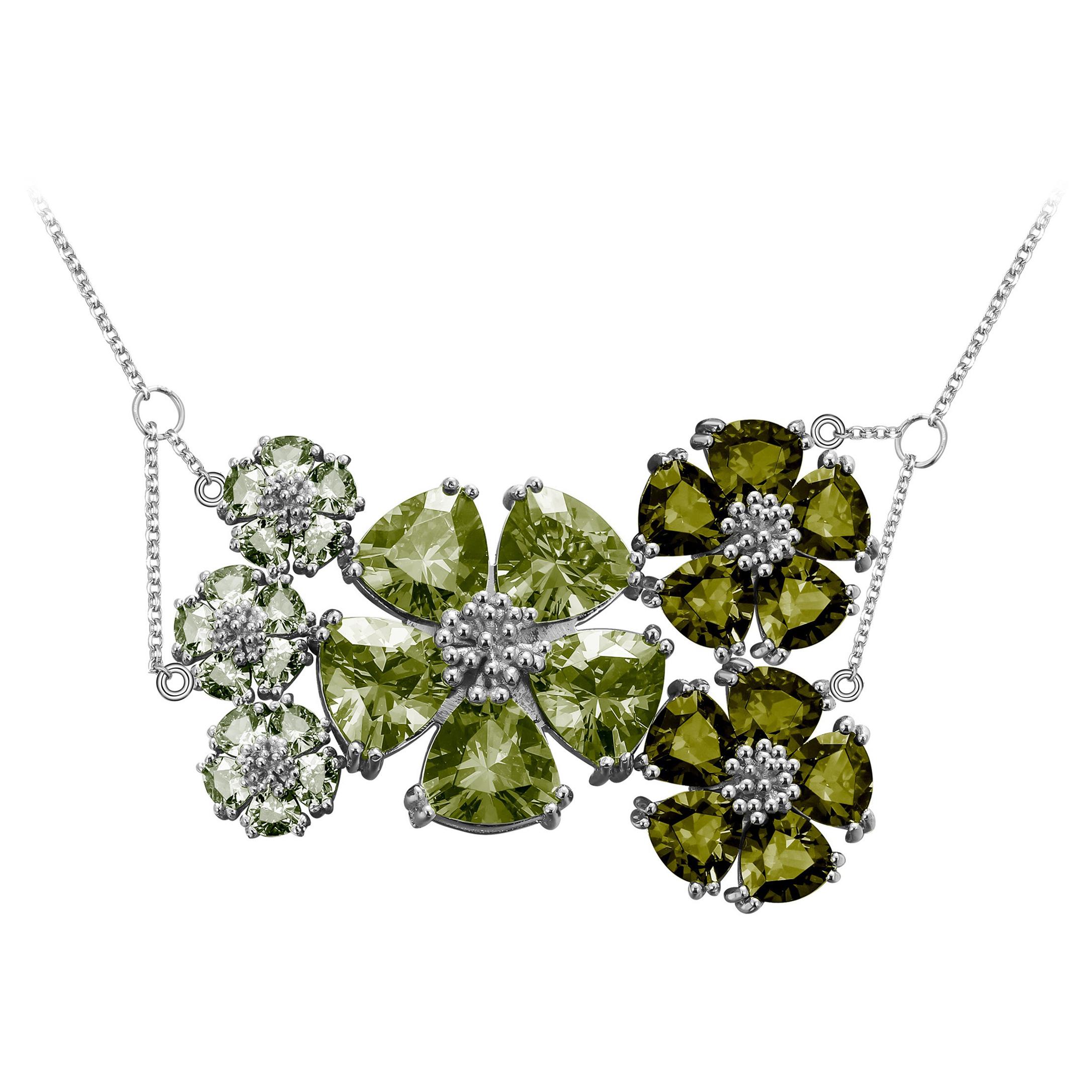 Mixed Green Amethyst Blossom Renaissance Necklace For Sale