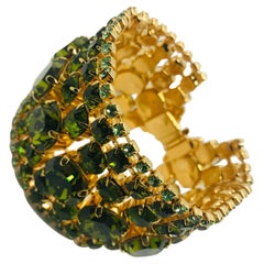 Peridot and Olivine Austrian Crystal Flex Cuff Bracelet