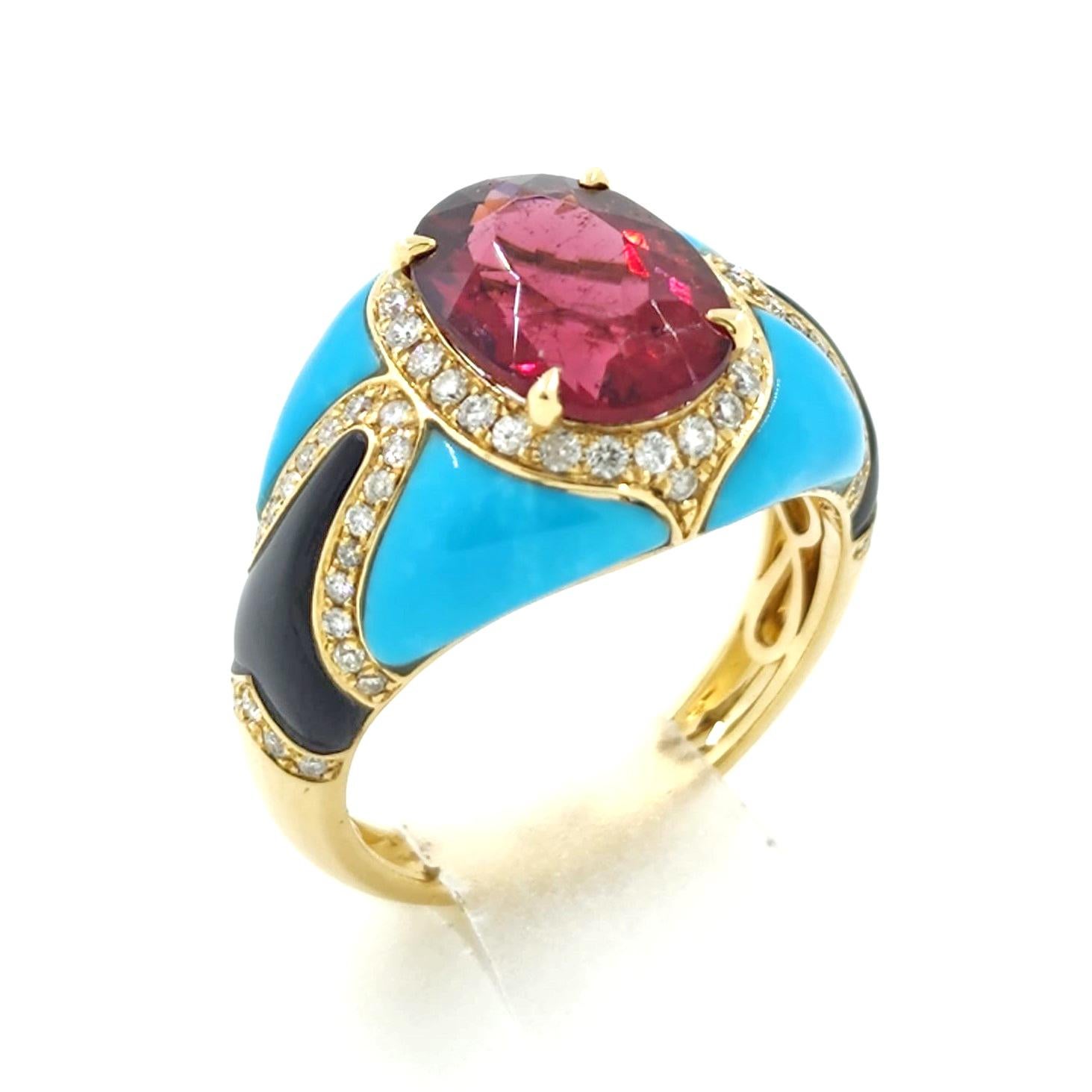 Peridot und Onxy Diamant Dome Ring (Ovalschliff)