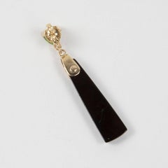 Peridot and Onyx Drop Gold Earrings