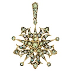 Peridot and Opal Victorian Style Star Pendant in 14K Yellow Gold