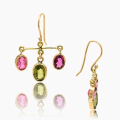 Peridot and Rubellite 18K Earrings