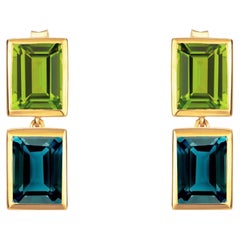 Pendants d'oreilles péridot et topaze sarcelle 2