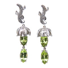 Peridot and White Gold Earrings
