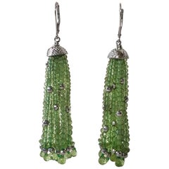 Marina J Faceted Period beads and Briolets with Silver cups Tassel Earrings 