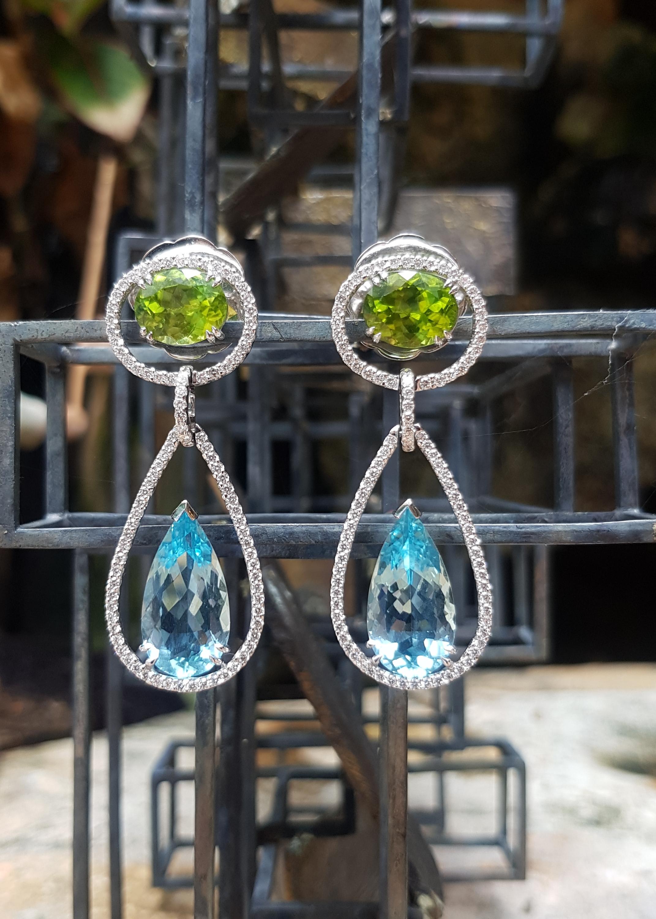 peridot and aquamarine earrings